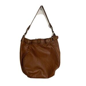 Forever 21 Women Brown Faux Vegan Leather Shoulder Hobo Bag Tote Gym Weekend